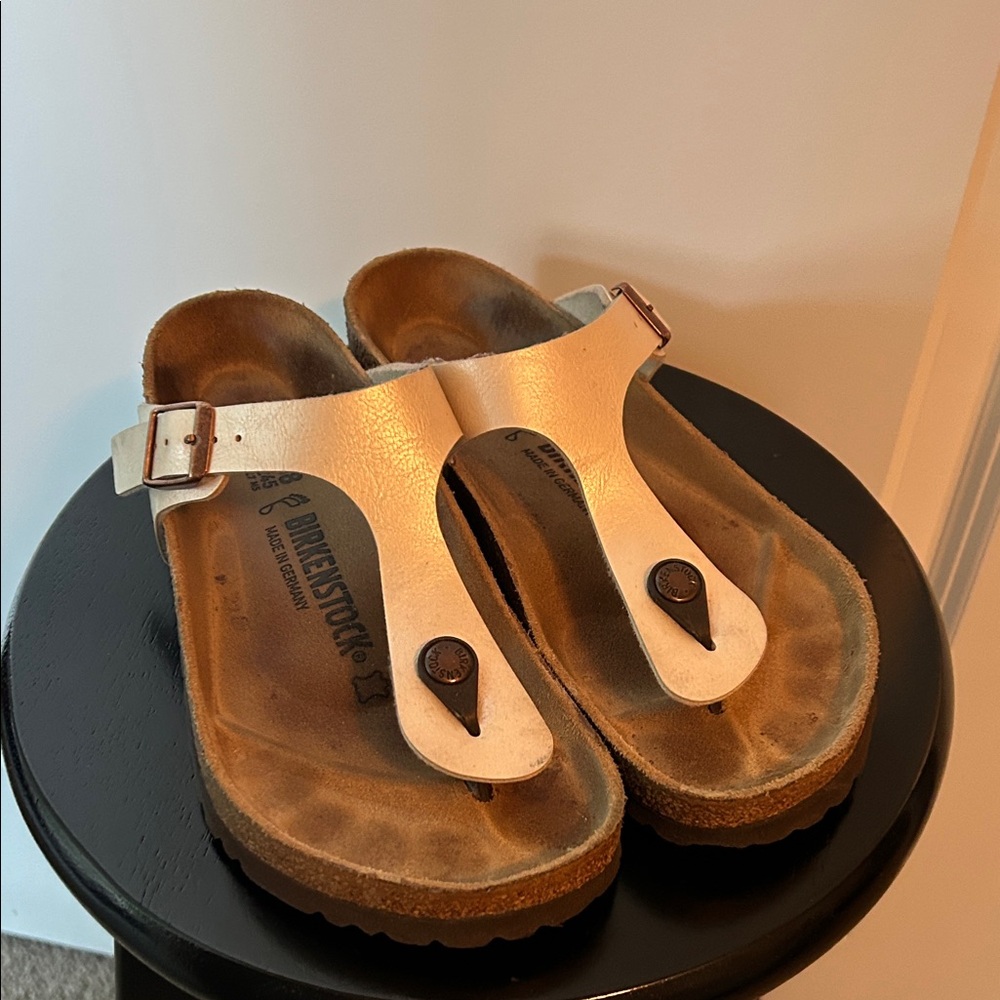 Birkenstock Tan off white Toe Loop Sandals